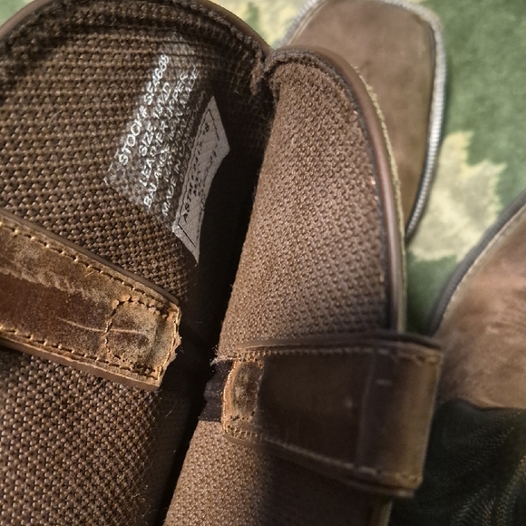 Justin Boots Brown Leather Cowboy Boots with Embroidered Shaft Steel Toe - Picture 7 of 9